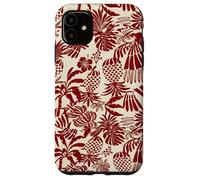 Carcasa para iPhone 11 Red Tropical Pineapple Palm Leaf Aloha Summer Pattern