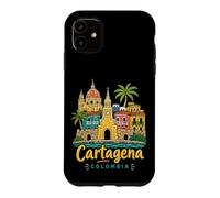 Carcasa para iPhone 11 Regalo de Recuerdo de Viaje de Cartagena Colombia Dibujado a Mano