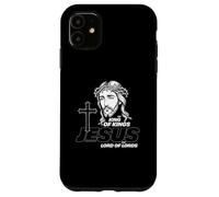 Carcasa para iPhone 11 Retrato de Jesús Rey de Reyes y Cruz Cristiana