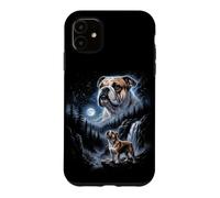 Carcasa para iPhone 11 Retro Bulldog Aullando a la Luna 90s Bootleg Meme Puppy Dog
