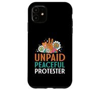 Carcasa para iPhone 11 Retro Peace Sign Flowers Groovy Unpaid Peaceful Protester