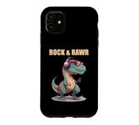 Carcasa para iPhone 11 Rock and Rawr T-Rex Dinosaurio Lindo Punk Dino Divertido Rock Music