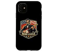 Carcasa para iPhone 11 Rockin In The USA President Guitar Día de la Independencia Americana