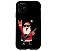 Carcasa para iPhone 11 Rockstar Santa Negro Guitarra Eléctrica Gafas De Sol Cool Pose
