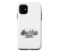 Carcasa para iPhone 11 Roma Italia Coliseo Ciudad del Vaticano Dibujo Arte