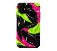 Carcasa para iPhone 11 Rosa Lima Negro Látex Look Color Block