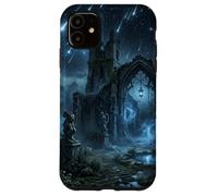 Carcasa para iPhone 11 Ruinas góticas, Lluvia de meteoritos, diseño de fantasía Celestial