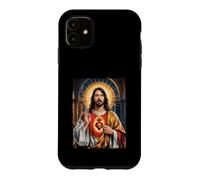 Carcasa para iPhone 11 Sagrado un Corazón Jesucristo Salvador Halo Fe Religiosa
