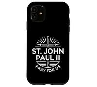 Carcasa para iPhone 11 San Juan Pablo II Ruega por Nosotros Cruz Cristiana Católica