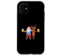Carcasa para iPhone 11 Santa Claus and Reindeer Drinking Beer Ugly Christmas