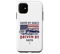 Carcasa para iPhone 11 Saved by Grace, Driven by Faith - Men's Christian Muscle Car