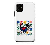 Carcasa para iPhone 11 Scandi Folk Art Gallo Diseño Granjero Pollo