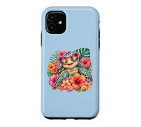 Carcasa para iPhone 11 Sea Turtle Hawaiian Flowers Vacation Beach Summer