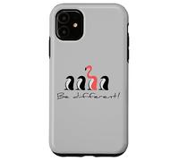 Carcasa para iPhone 11 Ser Diferente, Flamenco Rosa Entre los pingüinos