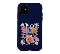 Carcasa para iPhone 11 She Is Mom Floral Cute Mama - Gráfico de Flores para el día de