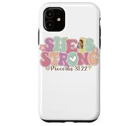 Carcasa para iPhone 11 She Is Strong Proverbs 31:22 Gráfico Floral