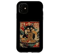 Carcasa para iPhone 11 Shiba Inu Perro Comiendo Fideos Ramen Estilo japonés Ukiyo-e