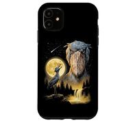 Carcasa para iPhone 11 Shoebill Stork Aullando a la Luna, extraño Meme Divertido pájaro de los 90