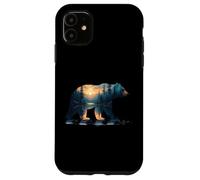 Carcasa para iPhone 11 Silueta Bosque Oso - Vintage Naturaleza Vida Silvestre Am