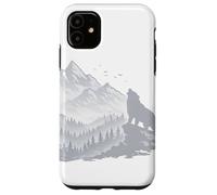 Carcasa para iPhone 11 Silueta de Paisaje de Lobo