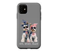 Carcasa para iPhone 11 Sit Stay Slay, Divertido Yorkie, Lindo y Atrevido Amante de los Perros