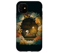 Carcasa para iPhone 11 Skeleton Reading Nook Floral Librarian Bookshelf Cozy Flower