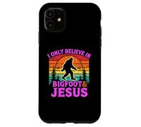 Carcasa para iPhone 11 Solo Creo en el Divertido Dios Retro de Bigfoot y Jesús, Sasquatch