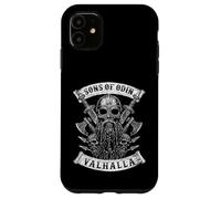 Carcasa para iPhone 11 Sons of Odin- Valhalla Vikings Skull Black and White -