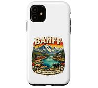 Carcasa para iPhone 11 Souvenir del Parque Nacional Retro Mountain Scenic de Banff, Canadá
