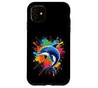 Carcasa para iPhone 11 Splash Art Dolphin Design Hermosos Amantes de los Delfines