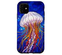 Carcasa para iPhone 11 Stained Glass Jellyfish Mosaic Art Ocean Creature