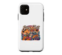 Carcasa para iPhone 11 Stay Chill Tiger Tropical Beach Vacaciones Retro Verano Vibes