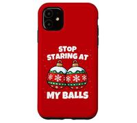 Carcasa para iPhone 11 Stop Staring at My Balls Funny Christmas Party Adult Humor