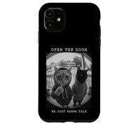 Carcasa para iPhone 11 Sudadera con Capucha Open The Door Peephole We Just Wanna Talk Cats
