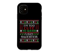Carcasa para iPhone 11 Suéter Feo con Texto en inglés I'm Too Cute to Wear Christmas