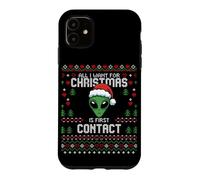 Carcasa para iPhone 11 Suéter Feo de Navidad de First Contact Alien UFO