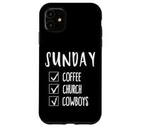 Carcasa para iPhone 11 Sunday Coffee Iglesia Cowboys Divertido Regalo del Día de la Madre para Mamás