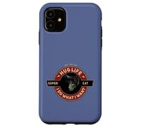 Carcasa para iPhone 11 Super Gato Negro Gato Indio Motocicleta Retro Cool