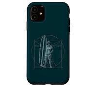 Carcasa para iPhone 11 Surfista con Tabla de Surf Retro Davinci Hombre de Vitruvio