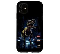 Carcasa para iPhone 11 T-Rex Dinosaur Roaring City at Night Graphic Design Japanese
