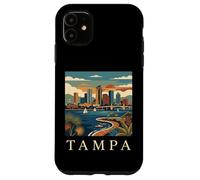 Carcasa para iPhone 11 Tampa Florida Retro Vintage Skyline Bay Waterfront Atardecer