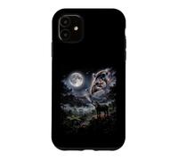 Carcasa para iPhone 11 Tapir Aullando a la Luna Selva Lluvia Bosque Noche