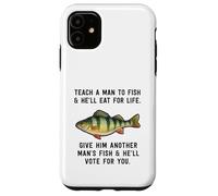 Carcasa para iPhone 11 Teach A Man To Fish - Cita inspiradora, Color Azul Jaspeado