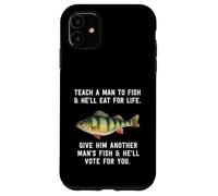 Carcasa para iPhone 11 Teach A Man To Fish - Cita inspiradora, Color Azul Jaspeado