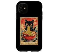 Carcasa para iPhone 11 The Ramen Tarot Card Ramen Cat Tazón de Fideos japoneses Vintage