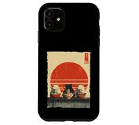 Carcasa para iPhone 11 Three Cats Ramen Divertido Estético Japonés Ukiyo-e Anime Cat