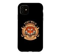 Carcasa para iPhone 11 Tiger Born Wild Stay Wild Forest Amantes de los Animales Vida Silvestre Gato