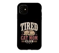 Carcasa para iPhone 11 Tired Cat Mom Club Vintage Agotado Divertido Gráfico