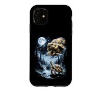 Carcasa para iPhone 11 Tortuga Sulcata Aullando a la Luna 90's Retro