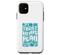 Carcasa para iPhone 11 Trust In His Plan Jeremiah versículo bíblico Retro Groovy Floral